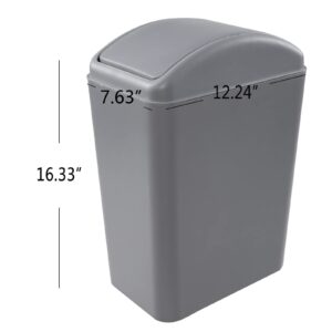 Sosody 3 Pack 4.5 Gallon Plastic Garbage Can with Swing Lid, Swing-top Trash Bin, Gray