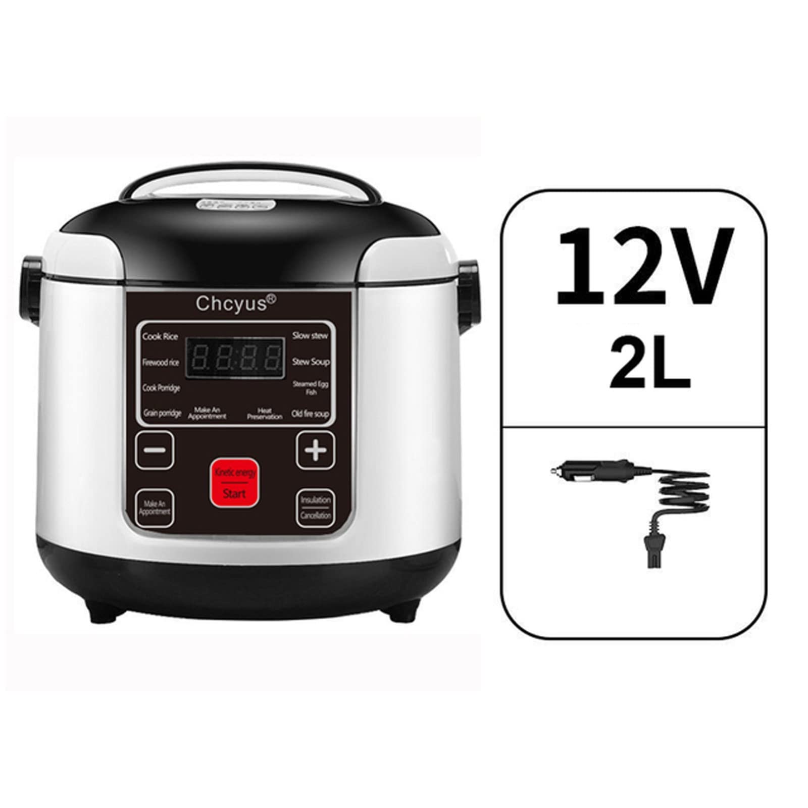 Electric Rice Cooker, Portable Electric Car Truck Food Steamer, Mini Travel Rice Cooker, 12V 100W/24V 200W 2L Portable Meal Heater Food Warmer(12V)