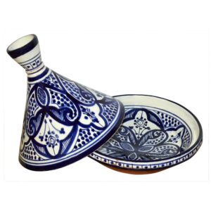 Serving Tagine Handmade Ceramic Tajine Dish 8 inches Blue White