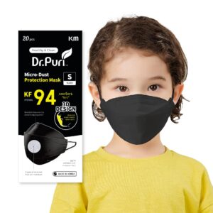 dr.puri [20 pack] new micro-dust protection kids face premium mask (kf94) black small