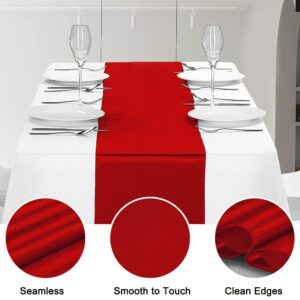 Sunfiy 12 Pack Satin Table Runner 12 x 108 Inch Red Long Table Cloth Satin Table Runners for Wedding Banquet Graduations Birthday Party Decoration