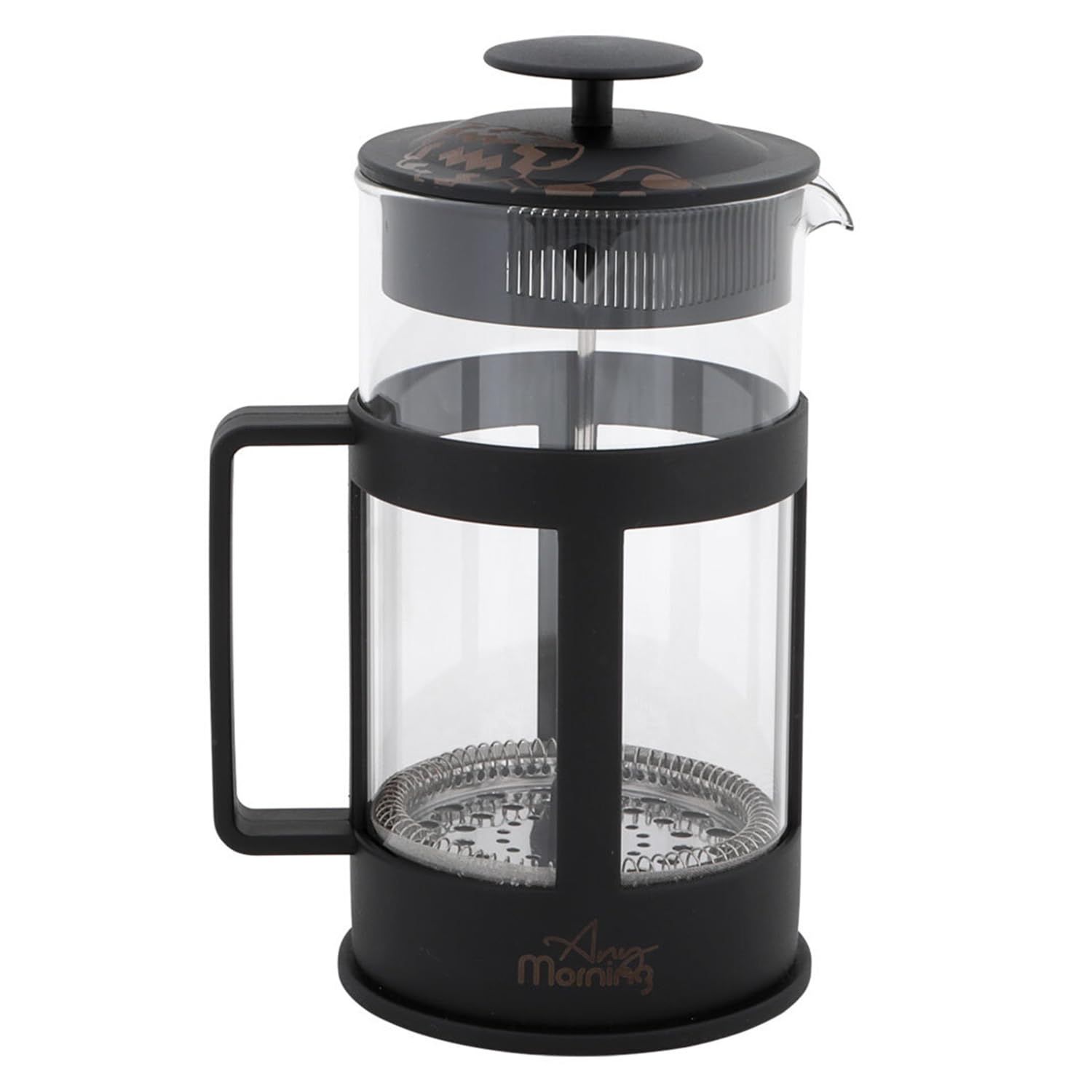 Any Morning Coffe Maker, Stainless Steel Borosilicate Glass French Press, Tea Press for Loose Tea, BPA Free, Heat Resistant Durable, Easy to Clean, 27 oz, Black