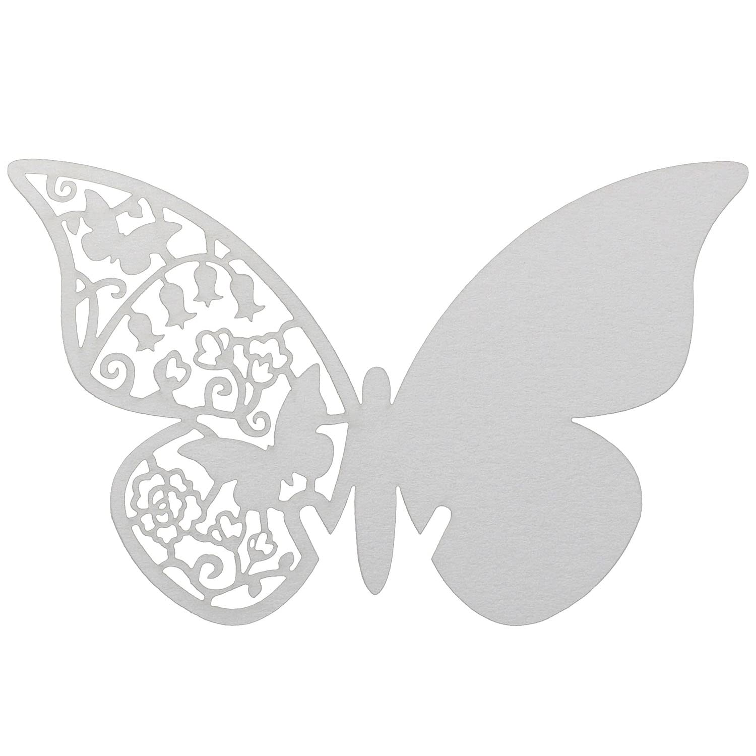 Ruiwaer Laser Cut Butterfly 50pcs White Pearlized Paper Butterfly Place Wine Glass Cup Name Cards Wedding Party Home Decoration Laser Cut Butterfly