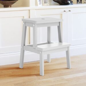 houchics step stools for adults, wooden step stool with 400 lb, wood step stool, adults step stool, step stool for bedside, step helper for kitchen,bathroom,bedroom (white)