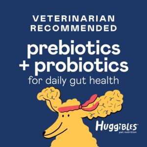 HUGGIBLES Digestive Support with Probiotic Supplement Chews for Dogs – Probiotics & Prebiotics for Daily Gut Health – Support Digestion & Tummy Troubles – Antioxidants for Longevity & Wellness