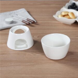 Sizikato Pure White Porcelain Chocolate Fondue Set, 10 Oz