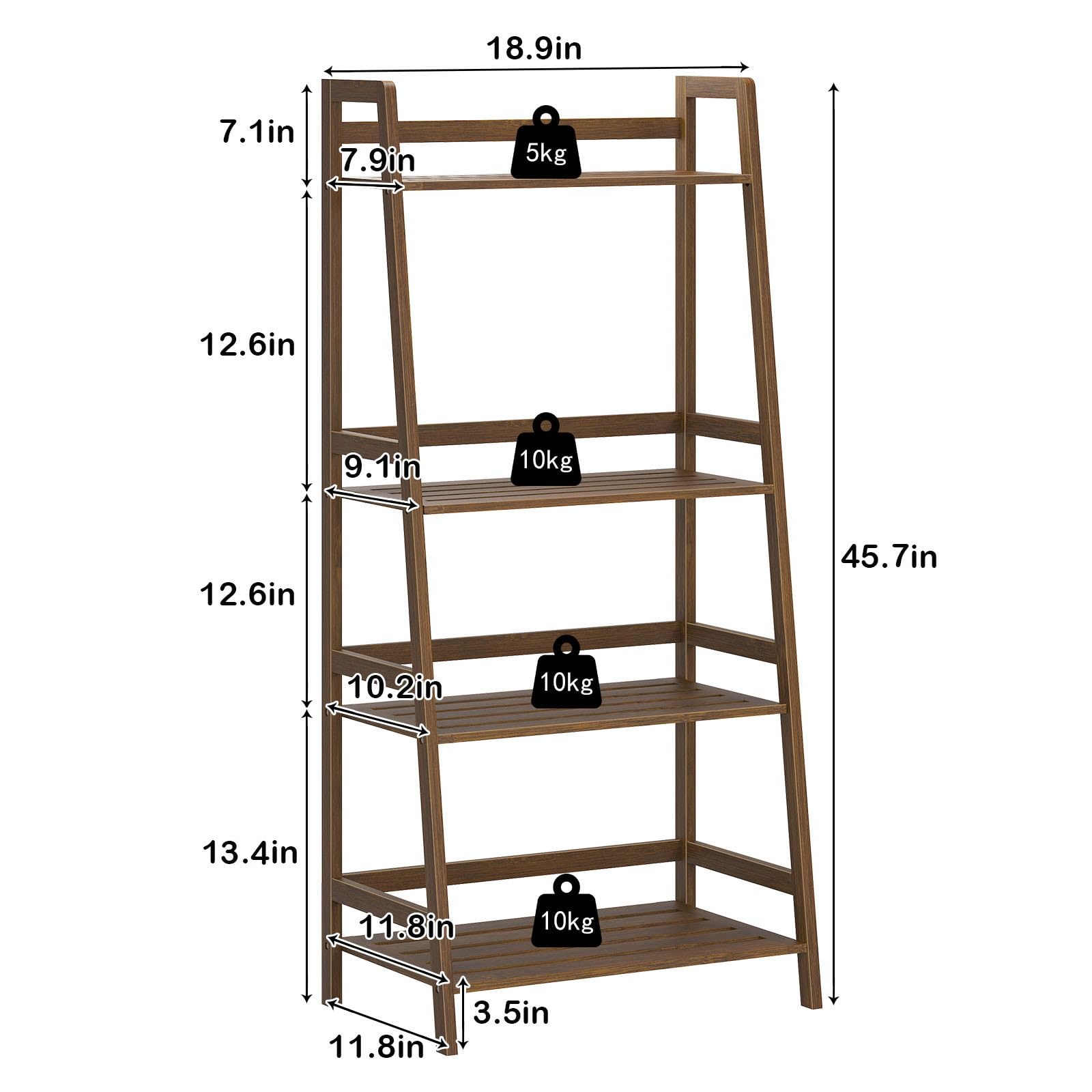 SogesHome Bamboo 4 Tier Bookcase, Multi-Functional Book Shelf Storage Rack, Plants Stand Display Shelf, Brown