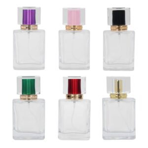 yosoo empty perfume bottle, 6pcs 50ml empty spray bottle glass refillable refilling perfume bottle makeup empty spray bottle perfume atomizer dispenser for aromatherapy