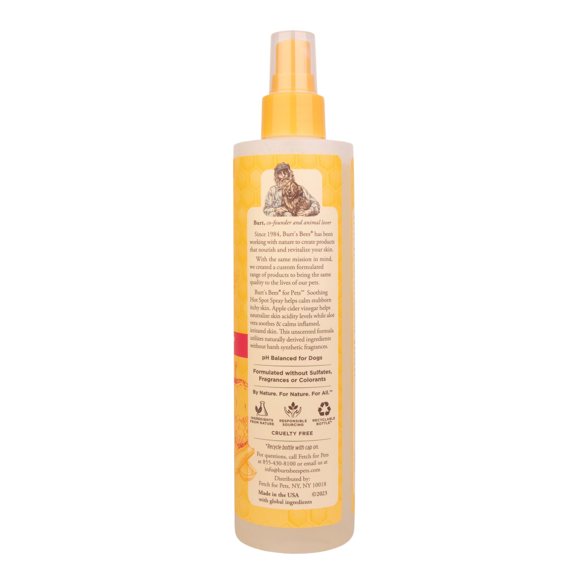 Burt's Bees for Pets Naturally Derived Hot Spot Spray for Dogs - Relieves & Soothes Dog Hot Spots - Made with Apple Cider Vinegar & Aloe Vera - Cruelty Free, 10 Oz - 2 Pack