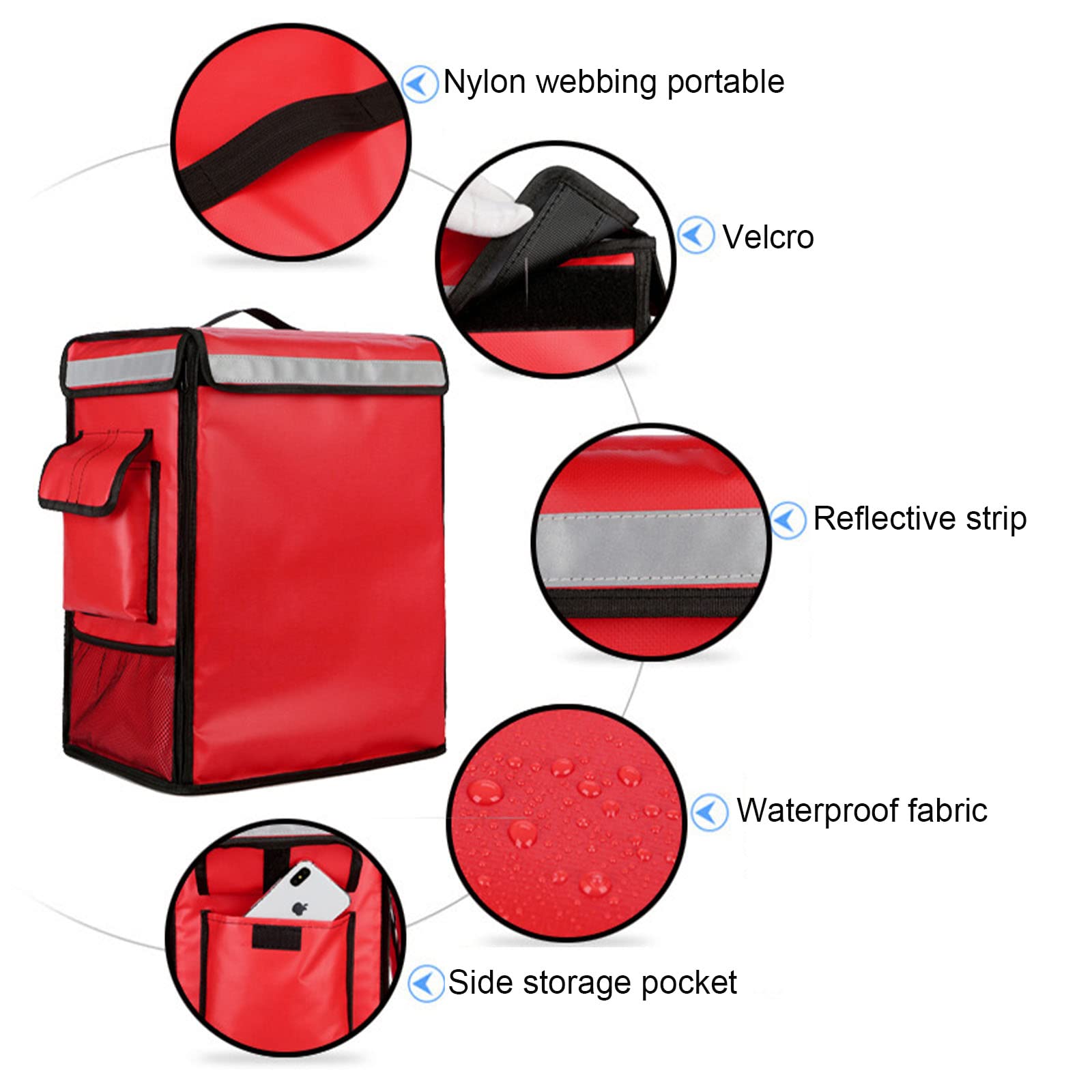 WHYUNM26 42L Takeaway Box Backpack Fast Food Pizza Delivery Thermal Ice Bags Waterproof Refrigerated Insulation Lunch Bags with Pockets,Blue