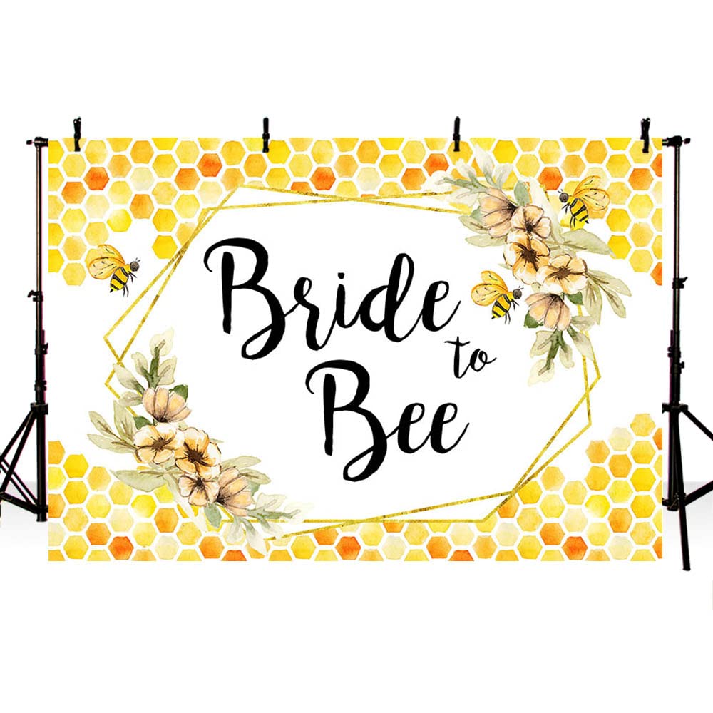 ABLIN 7x5ft Bride to Bee Bridal Shower Backdrop Gold Bee Honeycomb Photography Background Bee Theme Bridal Shower Decorations Wedding Bride to Be Engagement Banner Props (CQ270)