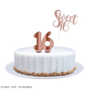 Sweet 16 Rose Gold Birthday Party Supplies, Serves 24 Guests, Includes Cups, Plates, Napkins, Table Covers, Happy Birthday Banner, Cake Topper, Balloons, and Candle, Essentials for 16th Birthday Party