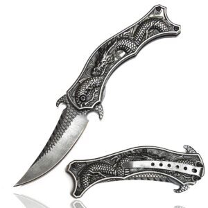 fly dragon collection pocket knife, survival camping outdoor tools, stone wash