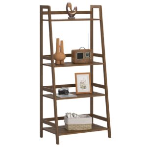 SogesHome Bamboo 4 Tier Bookcase, Multi-Functional Book Shelf Storage Rack, Plants Stand Display Shelf, Brown