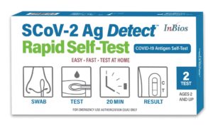 covid-19 antigen rapid test, 1 pack, 2 tests total, easy to use – no mixing step, scov-2 ag detect rapid self-test, fda emergency use authorized, test at home