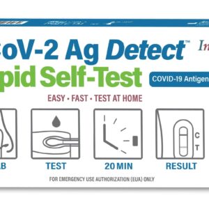 COVID-19 Antigen Rapid Test, 1 Pack, 2 Tests Total, Easy To Use – No Mixing Step, SCoV-2 Ag Detect Rapid Self-Test, FDA Emergency Use Authorized, Test at Home