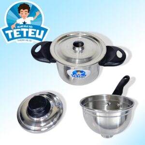 TETEU | Cuscuzeira Nordestino | Brazilian Couscous Pot Steamer Pot for Cooking, cuzcuzeira, couscous, Rice, Vegetables Durable Metal Pot with Handle, Small Portions | Aluminium Color - 12oz