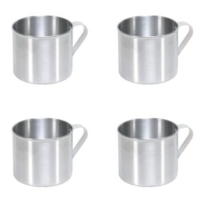 imusa 4 pack 0.7 quart aluminum mug for stovetop use or camping, silver