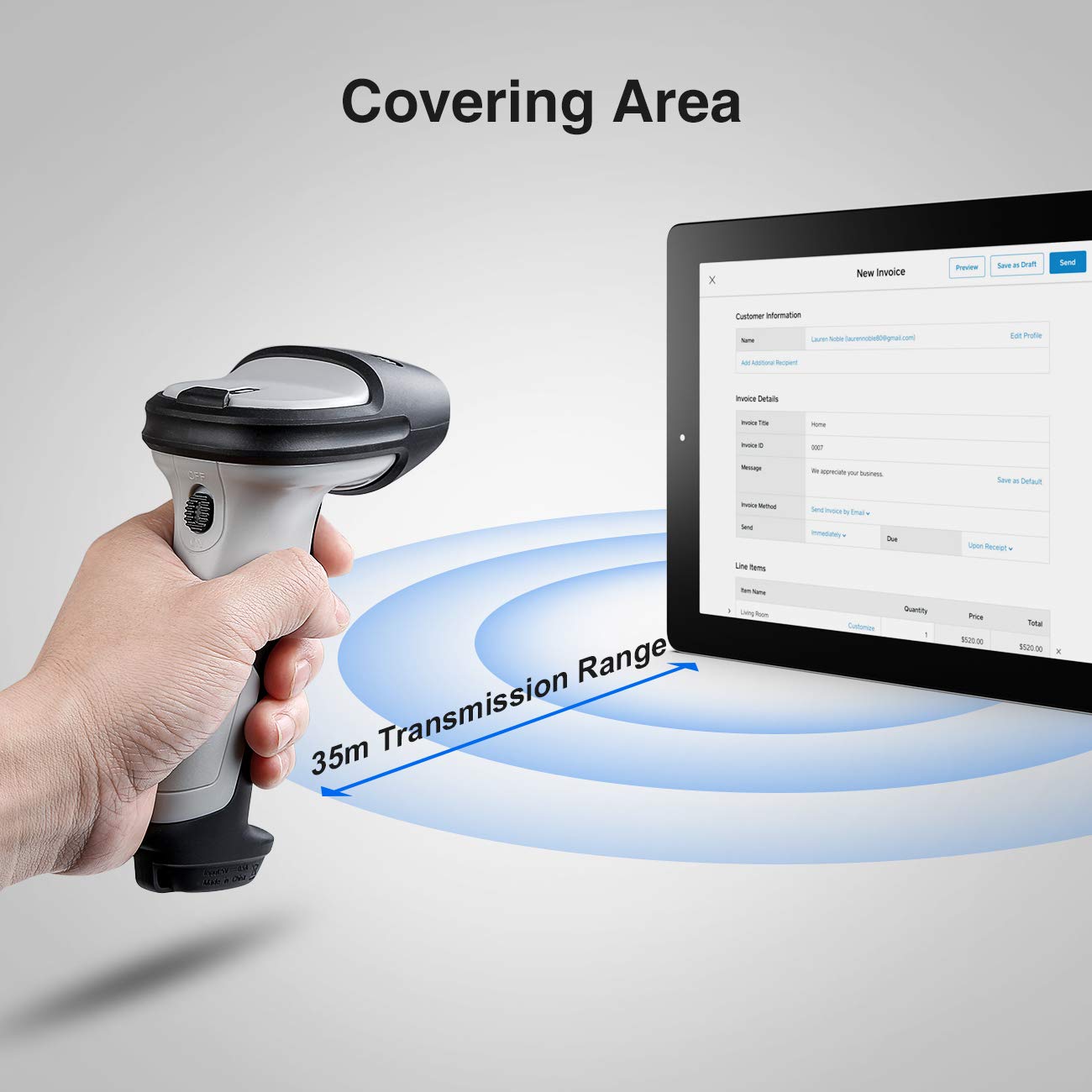 InateckBarcode Scanner with Charging Base, Bundle Product, BCST-70 and BS04001