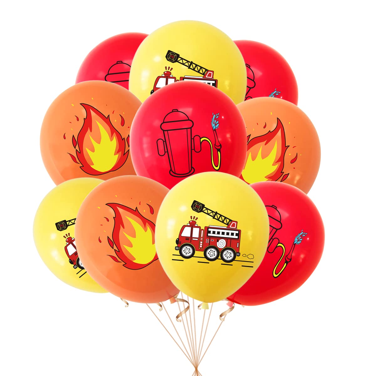 Firefighter Birthday Party Supplies Fire truck Party Decorations Fire Truck Balloon Fire Banner Firetruck Cupcake Toppers with Ribbons and Some Adhesive Silicone Points