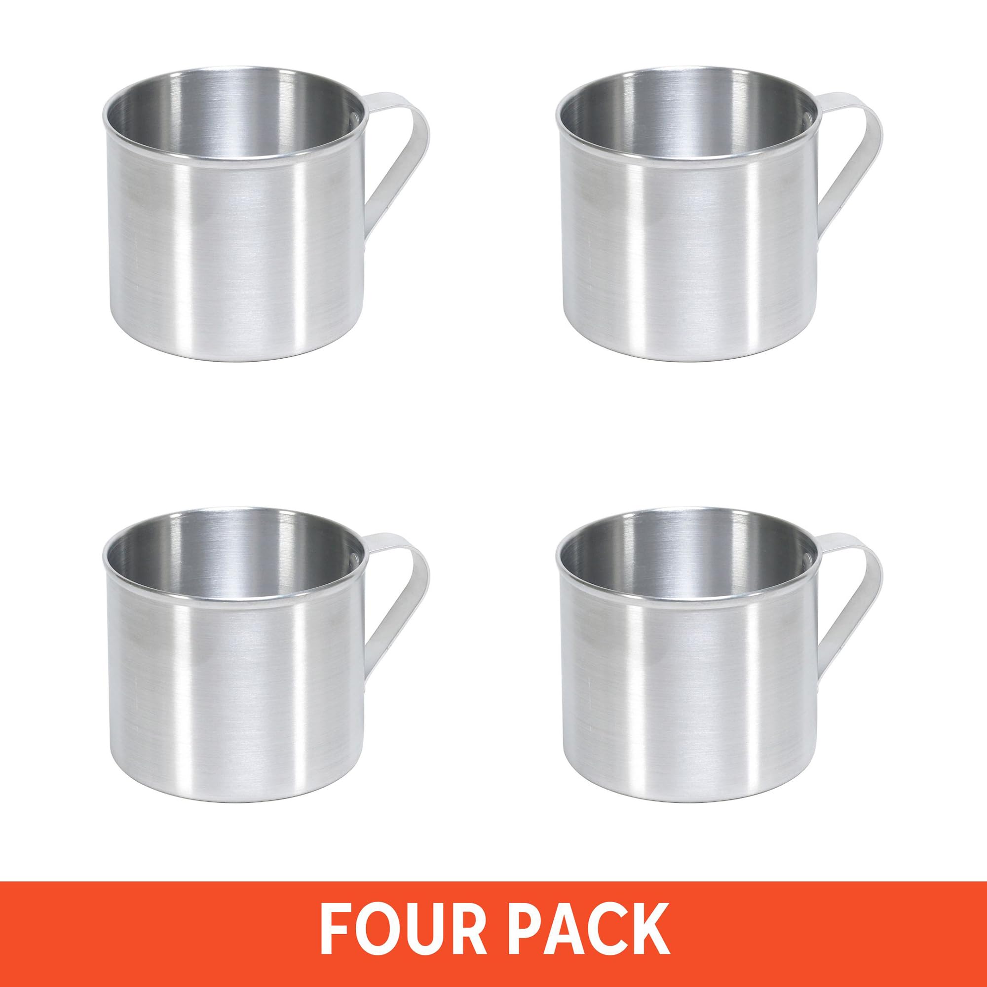 IMUSA 4 Pack 0.7 Quart Aluminum Mug for Stovetop Use or Camping, Silver