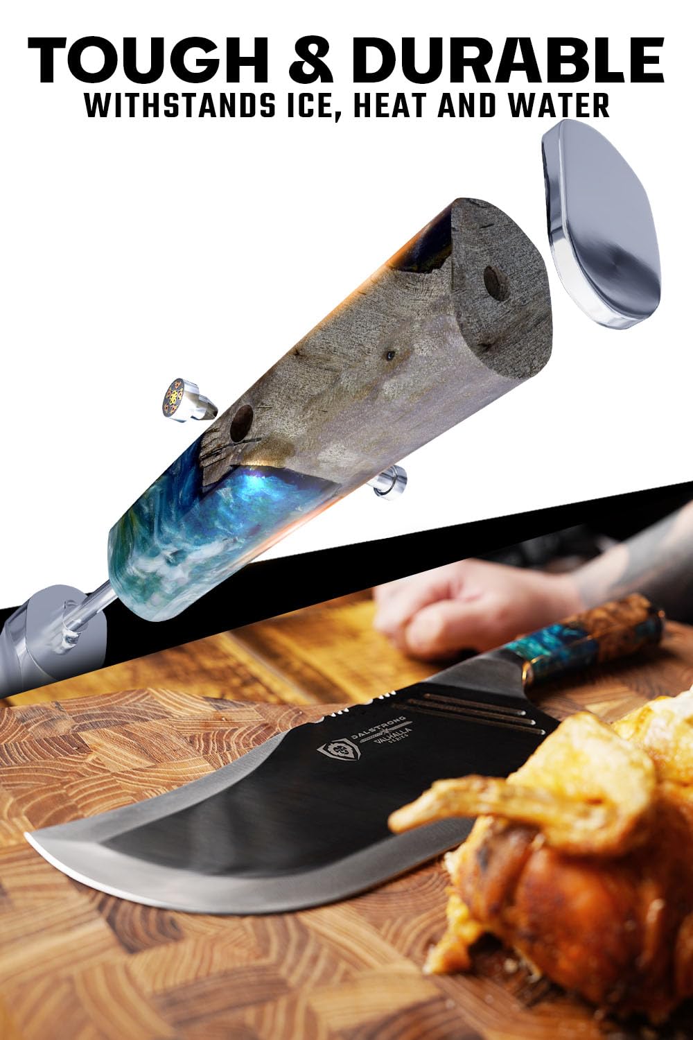 Dalstrong Massive Cleaver Knife - 9 inch - 'The Ravager' - Valhalla Series - 7CR17MOV HC Steel Kitchen Knife - Celestial Resin & Wood Handle - Razor Sharp Meat Cutting Knife - w/Sheath