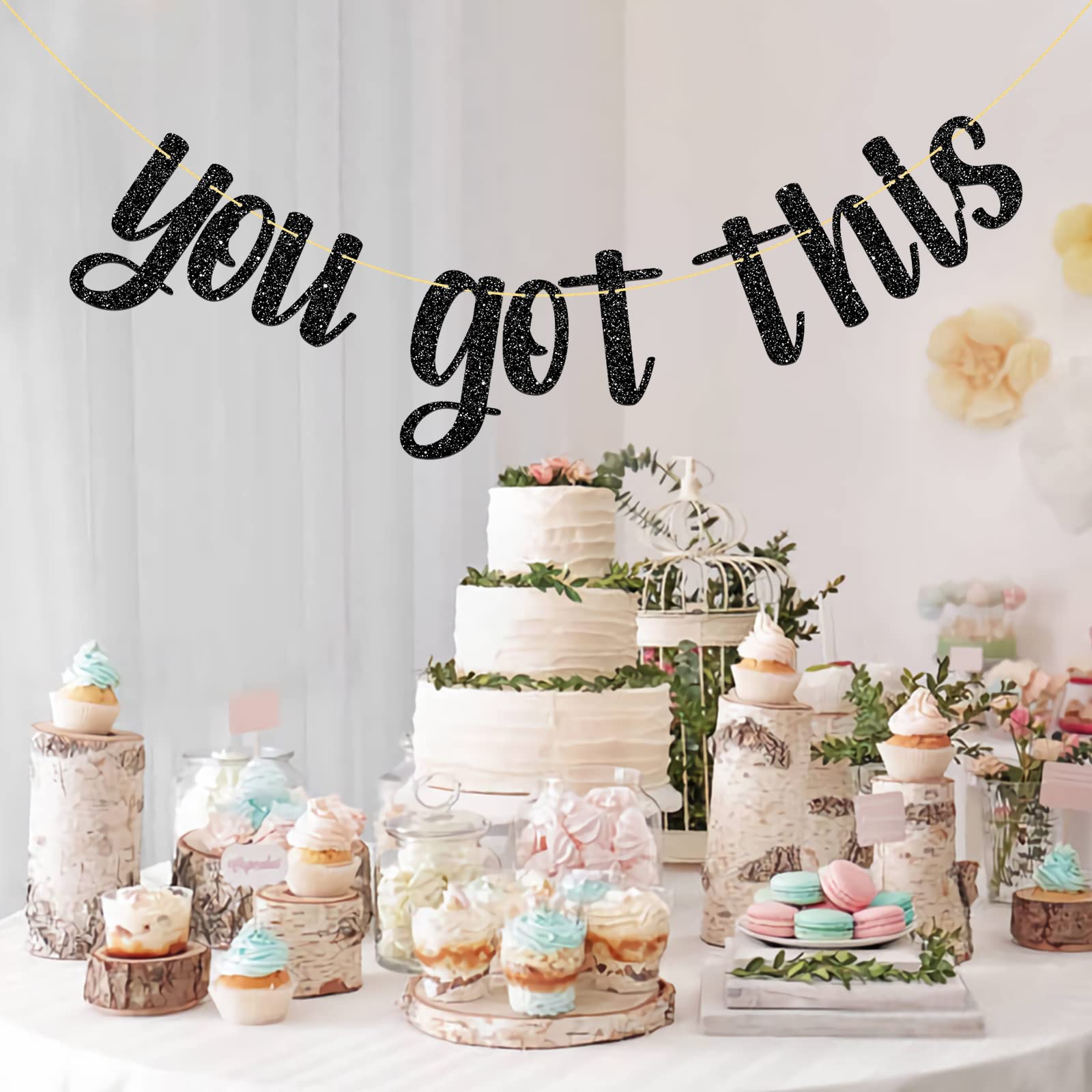 MonMon & Craft You Got This Banner/Graduate Party Decor/Grad Graduation Activities/Wedding/Job Change Party Decorations Black Glitter