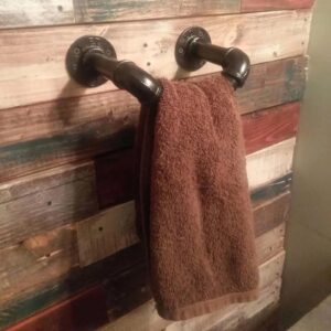 Vintage Towel Rack Industrial Pipe Towel Holder Wall Mounted Rustic Towel Holder Heavy Duty Iron Towel Holder V-Shape Electroplated Finish with Hardware Ideal for Bathroom Bedroom Kitchen Black