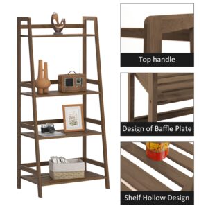 SogesHome Bamboo 4 Tier Bookcase, Multi-Functional Book Shelf Storage Rack, Plants Stand Display Shelf, Brown