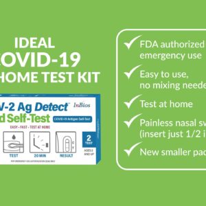 COVID-19 Antigen Rapid Test, 1 Pack, 2 Tests Total, Easy To Use – No Mixing Step, SCoV-2 Ag Detect Rapid Self-Test, FDA Emergency Use Authorized, Test at Home