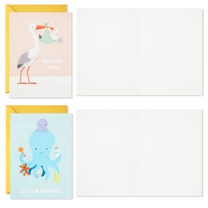 Hallmark Baby Shower Thank You Cards Assortment, Baby Animals (48 Cards and Envelopes—Stork, Giraffes, Koalas, Octopus, Fox, Hedgehogs)