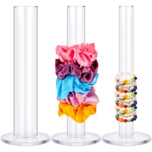 yalikop 3 pcs scrunchie holder organizers 9 inch hair tie holder stand acrylic bracelet holder clear accessories display jewelry bangle for cute room decor woman gift storage christmas