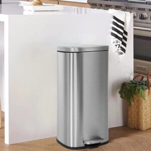 blkmty trash can kitchen trash can with lid for office bathroom garbage bin step trash bin pedal trash can stainless steel garbage can with removable inner bucket tall 10 gallon/45l rubbish bin