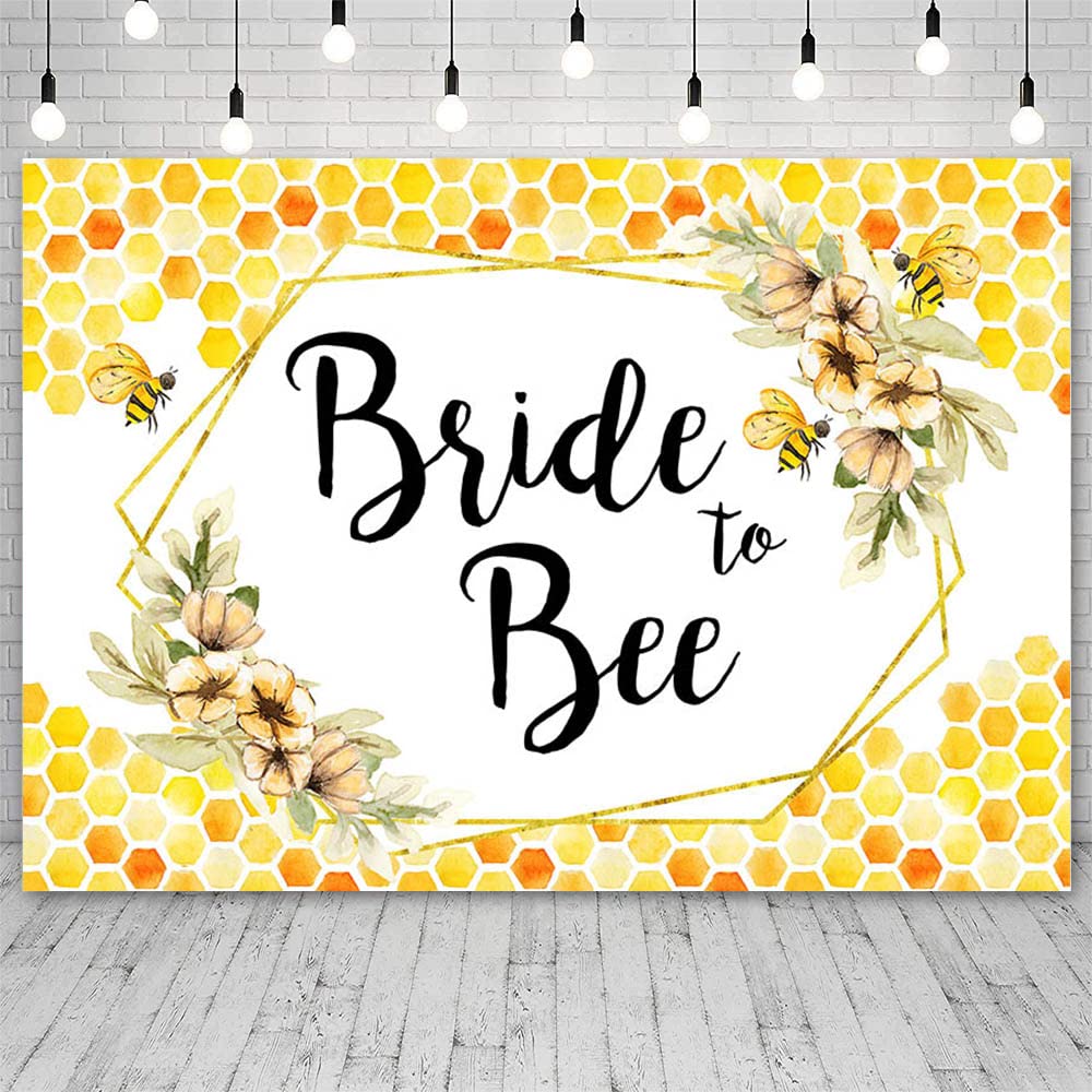 ABLIN 7x5ft Bride to Bee Bridal Shower Backdrop Gold Bee Honeycomb Photography Background Bee Theme Bridal Shower Decorations Wedding Bride to Be Engagement Banner Props (CQ270)