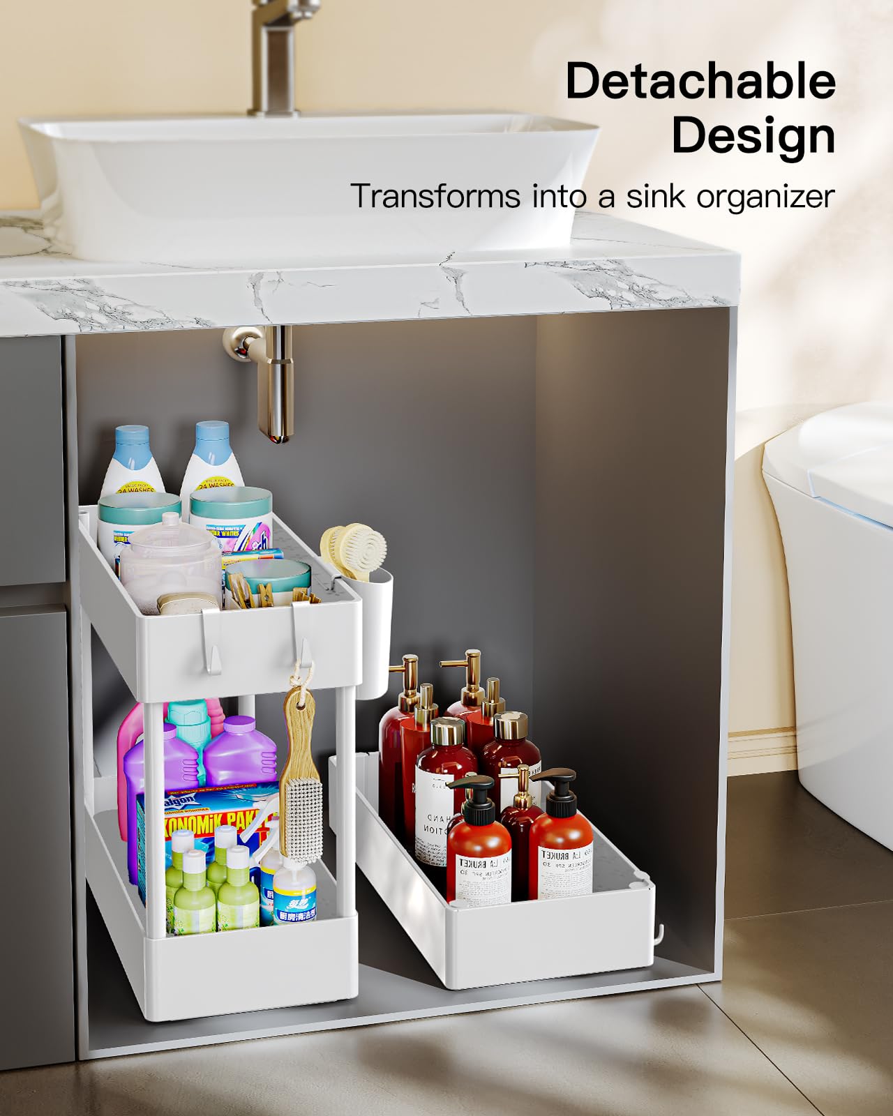 Pipishell Slim Storage Cart with Wheels, Bathroom Cart Organizer Small, Rolling Cart for Bathroom, Laundry Room, Kitchen, Narrow Space, White PIUC04W, 7.08/''D X 15.7/''W X 25.2/''H