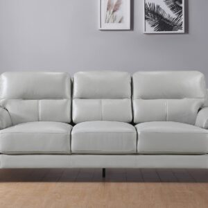 Lexicon Leather Couch, Modern Couch Sofa, Top Grain Leather Sofa, Oversized Sofa for Living Room, Bedroom, Office, Apartment, 3-Seater Couches, Silver Gray