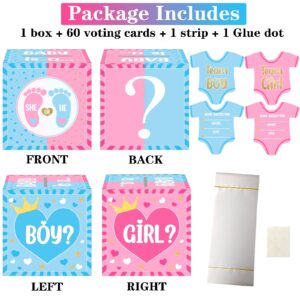 hongpar Baby Gender Reveal Pull Out Game , Voting Box with 60 Ballot Cards, Boy or Girl, Party Supplies,Pink and Blue