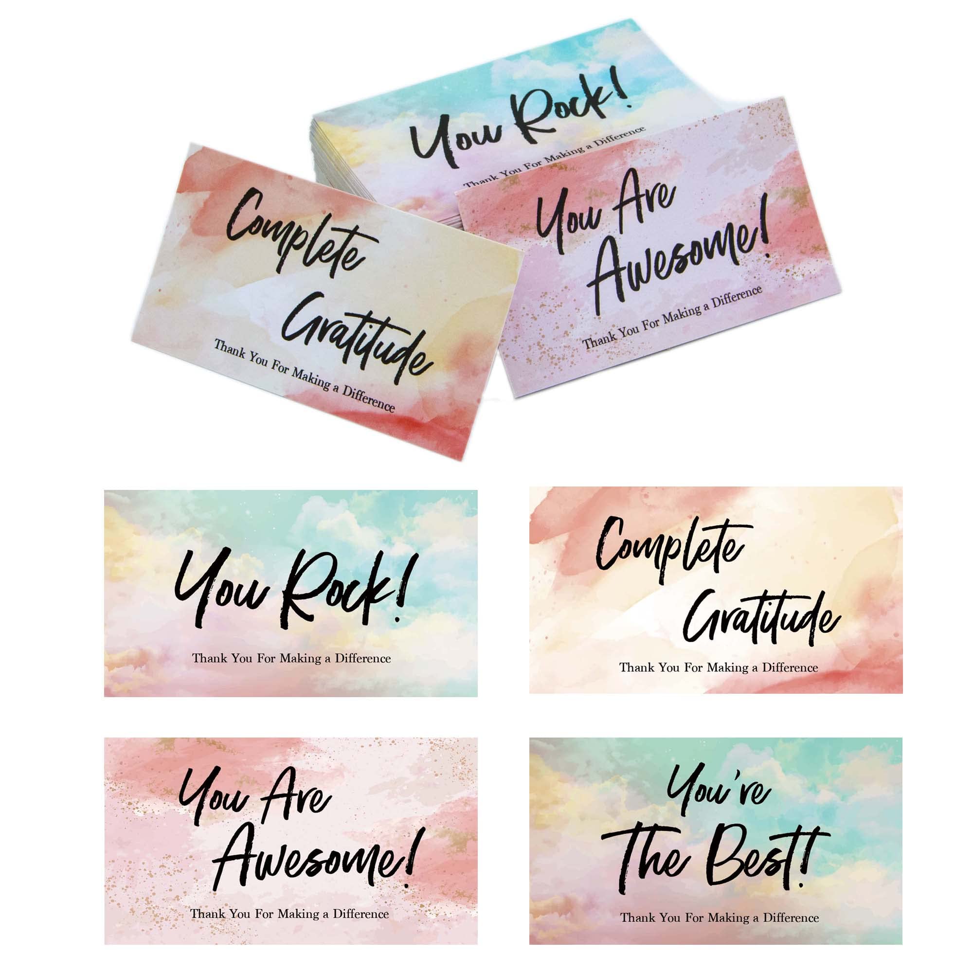 200 Pieces You are Awesome Greeting Cards Watercolor Thank You for Making a Difference Cards Appreciation Note Recognition Postcards for Staff Team Doctor Nurse Volunteer Teacher Students, Pink