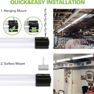 hykolity 2 Pack 4FT Linkable LED Shop Light for Garage, 4400lm, 4FT 42W Utility Light Fixture, 5000K Daylight LED Workbench Light with Plug, Hanging or Surface Mount, Black - ETL