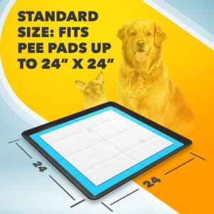 Skywin Dog Puppy Pad Holder Tray for 24 x 24 Inches Training Pads - Silicone Wee Wee Pad Holder, No Spill Pee Pad Holder for Dogs, Easy to Clean and Store (Black)