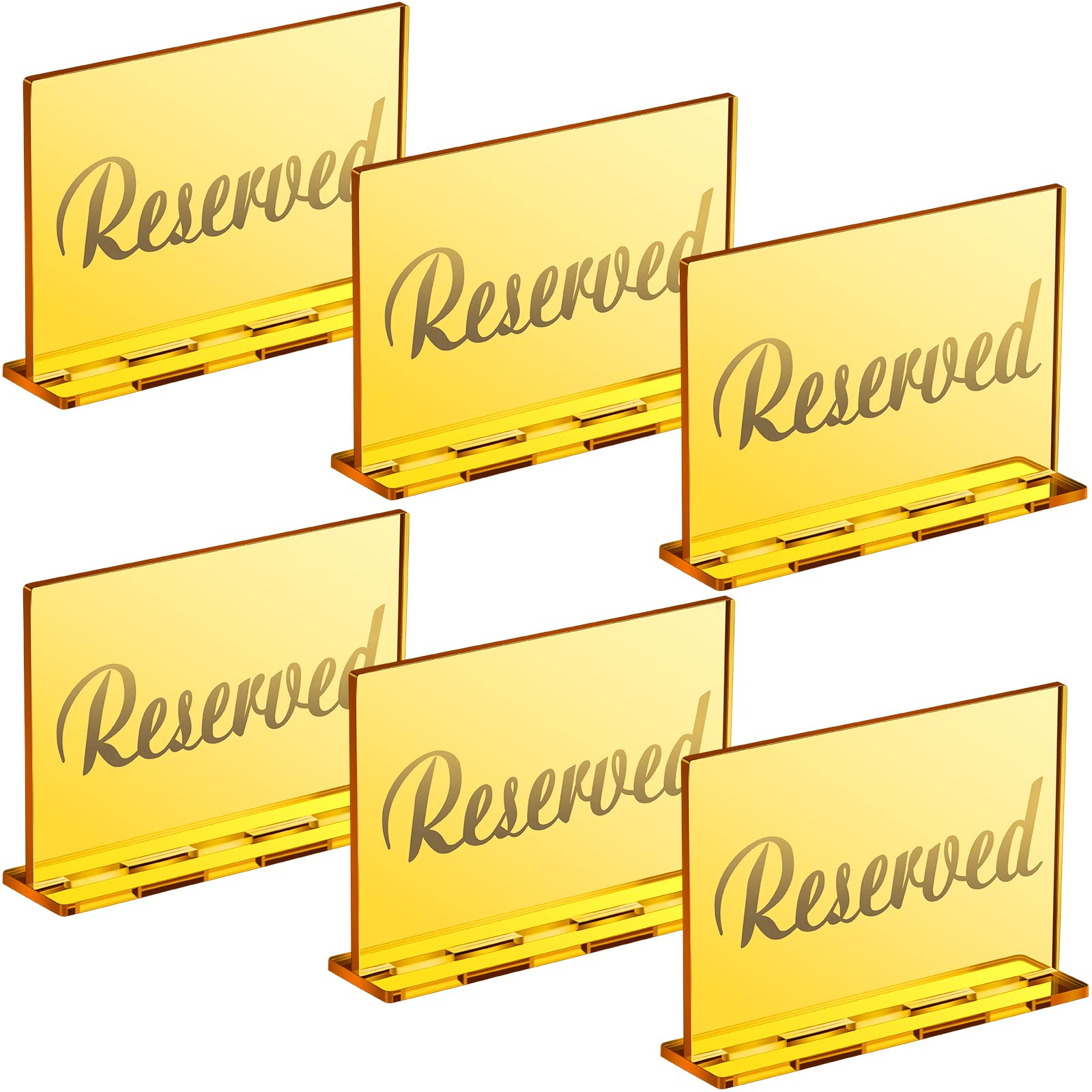 6 Sets Acrylic Mirror Reserved Table Sign Gold Acrylic Freestanding Decoration Guestbook Wedding Reserved Sign for Seating Reception Table Restaurant Business Office