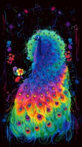 timeless treasures glow rainbow peacock black 24" panel premium quality 100% cotton fabric by the panel.