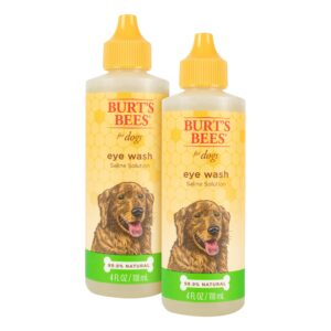 burt's bees for dogs naturally derived eye wash with saline solution - eye wash drops for all dogs and puppies - effective eye cleaner and eye wash for dogs - 4 oz - 2 pack