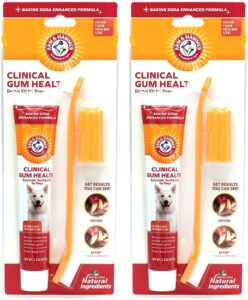 arm & hammer for pets clinical care dental gum health kit for dogs contains toothpaste, toothbrush & fingerbrush soothes inflamed gums, 3-piece kit, chicken flavor - 2 pack