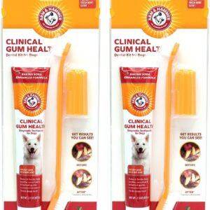 Arm & Hammer for Pets Clinical Care Dental Gum Health Kit for Dogs Contains Toothpaste, Toothbrush & Fingerbrush Soothes Inflamed Gums, 3-Piece Kit, Chicken Flavor - 2 Pack