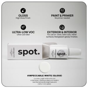 spot. Touch Up Paint for Appliance, Porcelain, Sinks, Bathtubs, Appliances, Metal Surfaces, Tiles, Ceramics, and Fiberglass, White Gloss, 1 Fl Oz