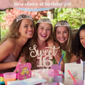 Sweet 16 Party Decorations for Girls Including Sweet 16 Sash and Tiara, Candles,Sweet 16 Cake Topper and Candles, 16th Birthday Decorations for Girls, Sweet 16th Birthday Gifts