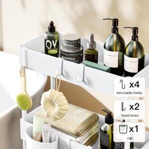 Pipishell Slim Storage Cart with Wheels, Bathroom Cart Organizer Small, Rolling Cart for Bathroom, Laundry Room, Kitchen, Narrow Space, White PIUC04W, 7.08/''D X 15.7/''W X 25.2/''H