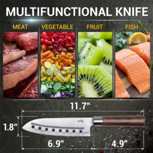 MIU Santoku Knife 7 inch, Multipurpose for Chef with Comfortable Plastic Handle