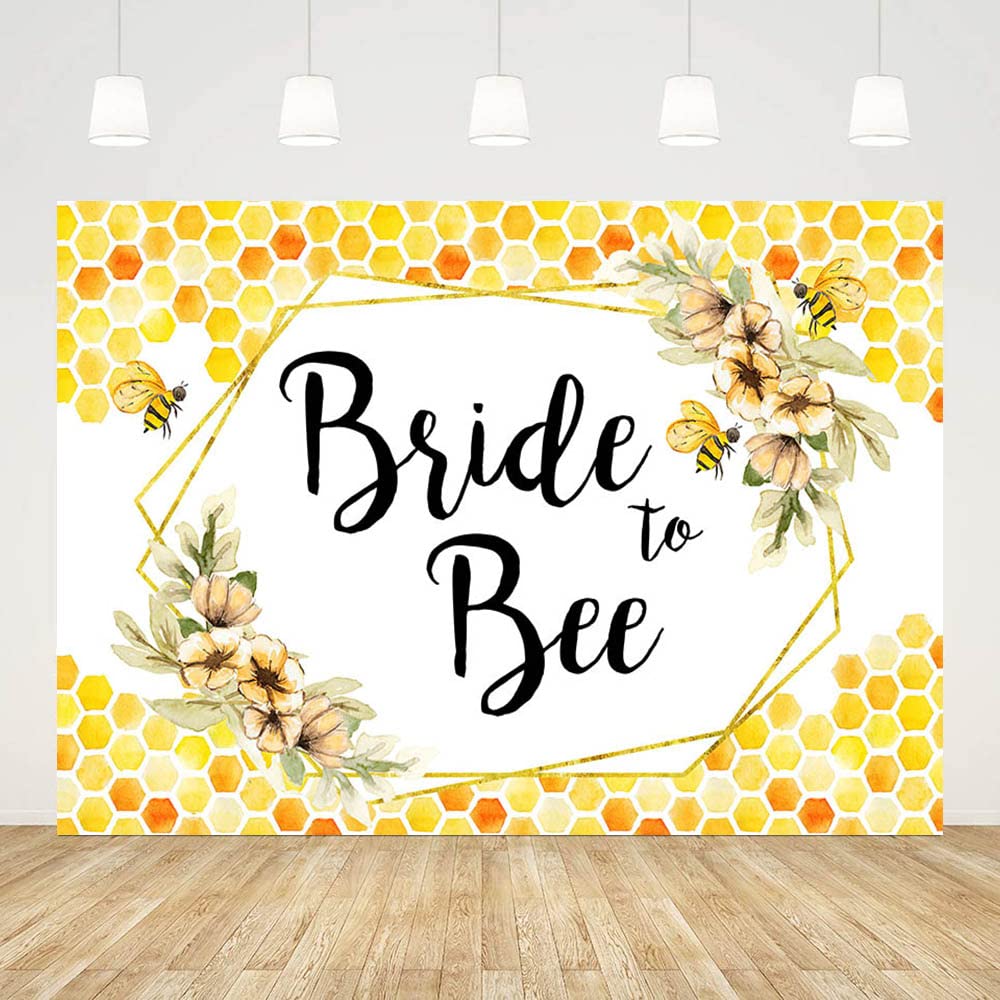 ABLIN 7x5ft Bride to Bee Bridal Shower Backdrop Gold Bee Honeycomb Photography Background Bee Theme Bridal Shower Decorations Wedding Bride to Be Engagement Banner Props (CQ270)